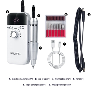 45000 tr/min <span class=keywords><strong>V6</strong></span> perceuse à ongles électrique Rechargeable Portable manucure outil de polissage fraise ponceuse fichier UV Gel polisseuse - Product Image 6