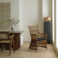 Chaise en rotin d'accoudoir en rotin véritable rétro simple de style nordique