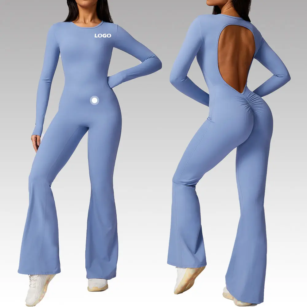 2024 mono personalizado Scrunch Butt Yoga de alta calidad para mujer, ropa activa para gimnasio, ropa deportiva, monos de entrenamiento con logotipo personalizado para mujer