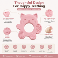 Anneau de dentition personnalisé en silicone pour bébé, forme chat, jouet à mâcher doux, sans BPA, jouet sensoriel pour la dentition, OEM ODM, vente en gros