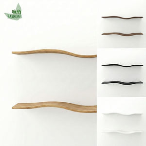 Étagères de rangement en bambou, étagère flottante ondulée, étagère murale décorative durable, étagère de rangement en bambou de style moderne du milieu du siècle pour la décoration de la maison - Product Image 2