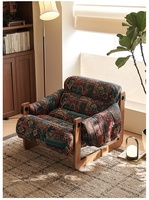 Canapé simple inclinable en bois de style nordique, vintage, haut de gamme, en tissu, pour salon/balcon, chaise longue pour hôtel