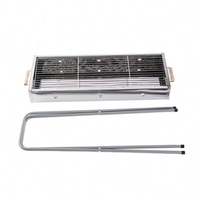 Barbecue pliable portable avec table à charbon amovible sur roulettes, finition métallique thermolaquée pour le camping