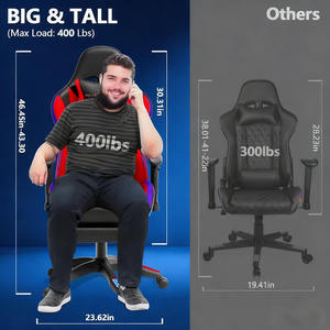 Chaise de jeu LED rose RGB, chaise inclinable de massage personnalisée, dossier haut, accoudoirs articulés, <span class=keywords><strong>angle</strong></span> réglable, chaise de <span class=keywords><strong>bureau</strong></span> pour ordinateur - Product Image 2