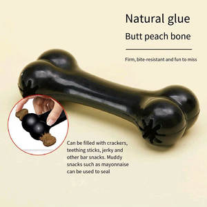 タフな咬傷に強い犬の黒い骨のおもちゃ天然ゴム中型および大型犬のペットトレーニング漏れやすい食品インタラクティブな犬のおもちゃ - Product Image 2