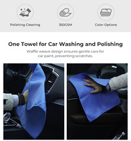 Détail haute performance gaufre ananas armure microfibre Polyester chiffon de nettoyage Ultra absorbant 40x40cm serviette de voiture pour Auto