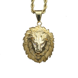 Collar de León Estilo Hip Hop, Chapado en Oro, Acero Inoxidable, con Zirconia en Forma de Ojo de León - Product Image 1