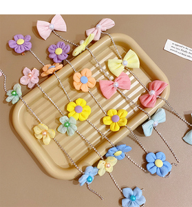 子供の花ロングヘアチェーン弓パール蝶ヘアチェーンヘアピン子供の髪の帽子ヘアクリップ女の子赤ちゃんポニーテール編組 - Product Image 3