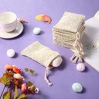 Sacs en maille ramie naturels faits à la main Pochette économiseur de savon exfoliant-Éponges et épurateurs naturels pour brosses de bain