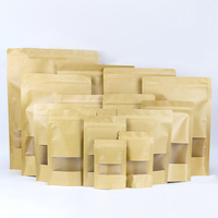 Pochette refermable personnalisée avec fenêtre transparente, en matériaux recyclés, impression sérigraphique pour emballage de thé, café, snacks, aliments, blanche