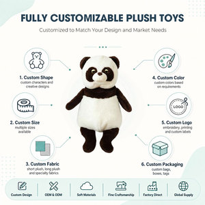 Boneka Panda Besar Hitam Putih, Boneka Panda Lembut Posisi Duduk, Boneka Lucu untuk Dekorasi Kamar Anak, Buatan Khusus OEM ODM - Product Image 2