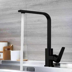 Black Brushed <strong>Square</strong> Tube L Shape Kitchen Faucet Hot Cold Water Sink Mixer <strong>Tap</strong> - Product Image 2