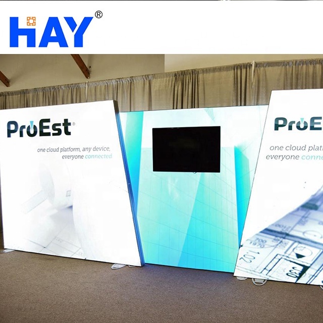 Portable De haute Qualité Sans Cadre En Aluminium Double Face Rétro-Éclairage Stand D'exposition 20X10 Table de Promotion