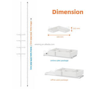 WIREKING <strong>Free</strong> <strong>Standing</strong> White Bathroom Organizer Adjustable Corner <strong>Shower</strong> <strong>Caddy</strong> with Razor Holder and Hooks for Inside <strong>Shower</strong> - Product Image 6