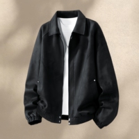 Veste pour homme avec logo personnalisé, veste décontractée à col rabattable pour le printemps et l'automne, veste à fermeture éclair à col montant, couleur unie tendance