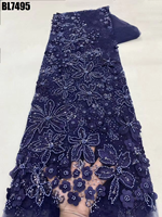 Nouveau design, dentelle française brodée à la main en maille jacquard élégante de haute qualité, ornée de perles et de paillettes, tissu résistant à l'eau pour filles