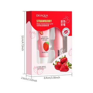 Nuevo Kit Labial 2 en 1 con Sabor a Fresa, Incluye Bálsamo Labial y Brillo Labial, Set de Cuidado Labial Natural Vegano a Base de Fruta - Product Image 6