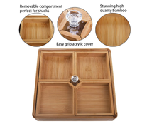 Petite boîte de rangement pour thé et aliments divisée en bambou-étui de rangement en bois pour sachets de thé, café, collations, sucre, sweete
