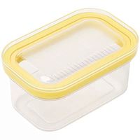 Boîte à beurre en plastique avec couvercle, idéale pour couper facilement deux bâtonnets de beurre ou de fromage, avec couteau à beurre intégré et récipient de rangement avec couvercle.