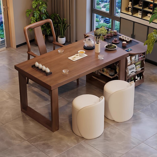 Balcony Three-Piece Table Chair Set Coffee Table for Apartments Contemporary Design Wood Frame Movable Living Room Furniture