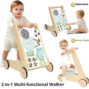 Andador de <span class=keywords><strong>Madera</strong></span> Multifuncional 2 en <span class=keywords><strong>1</strong></span> para Bebés, <span class=keywords><strong>Triciclo</strong></span> de <span class=keywords><strong>Madera</strong></span> para Niños, Cochecito de Bebé Plegable, Andadores para Bebés, Venta al por Mayor OEM/ODM - Product Image 2