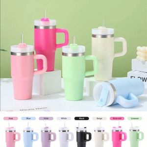 Gobelets isothermes en acier inoxydable pour enfants de 14 oz avec logo personnalisé, pour voiture, activités sportives en extérieur, voyage, cadeau, avec poignée et paille - Product Image 5