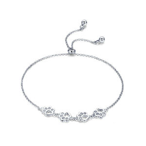 925 סטרלינג כסף מינימליסטי תכשיטי חיות מחמד חתול כלב Paw הדפסת צמיד וצמידים - Product Image 3