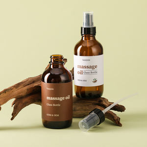 Emballage de crème cosmétique pour soins de la peau personnalisés écologiques, flacons pompe en verre ambré pour toner visage et sérum, 120 ml - Product Image 1