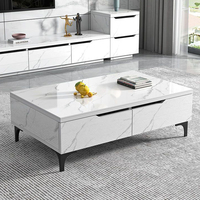 Conjunto de Mueble para TV de Madera Sólida y Mesa de Centro, Estilo Minimalista 2026, Mueble para TV con Aspecto de Piedra para Sala de Estar