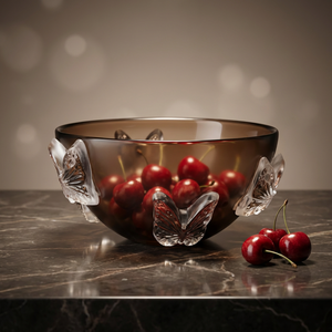 Bol à fruits en verre sculpté artisanal, écologique, résistant à la chaleur, avec poignée papillon, centre de table décoratif, style méditerranéen - Product Image 3