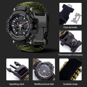 Montre de survie en plein air multifonctionnelle, étanche, tactique, en paracorde, analogique-numérique pour homme - Product Image 6