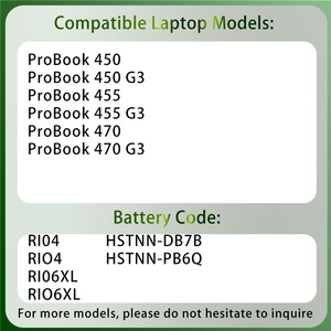 Batterie d'ordinateur portable de haute qualité RI04 RI06XL pour HP ProBook 450 455 470 G3 Envy 15-Q Series HSTNN-DB7B HSTNN-PB6Q - Product Image 2