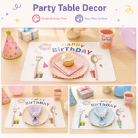 Napperon Imprimé Joyeux Anniversaire en PP/PEVA Imperméable et Facile à Nettoyer pour Fête d'Anniversaire et Décoration de Table à Domicile