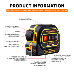 New Multifunctional 3 in 1 60m Laser Rangefinder Laser Digital <strong>Measure</strong> <strong>Tape</strong> <strong>Tape</strong> <strong>Measure</strong> <strong>with</strong> <strong>LED</strong> <strong>Light</strong> <strong>and</strong> Magnet - Product Image 2