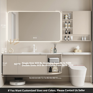 Conjunto de Muebles de Baño con Múltiples Funciones, Mueble Flotante con Lavabo Integrado, Espejo y Gabinete para Inodoro - Product Image 6
