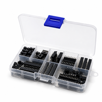 Kit de 66 prises CI DIP, pas de 2,54 mm, 6, 8, 14, 16, 18, 20, 24, 28 broches, type à souder, avec boîte de rangement pour projets électroniques DIY
