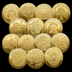 Conjunto de Monedas Conmemorativas del 250 Aniversario de los Estados Unidos, Campana de la Libertad, Estatua de la Libertad y Águila, Medalla Patriótica Personalizada - Product Image 1