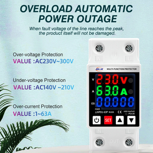 JIUJI 63A 3-en-1 Volt Ampère Kwh Affichage de puissance Watt Protection contre les surtensions réglable sur rail DIN Relais de protection de courant alternatif - Product Image 3