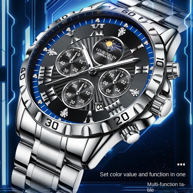 New Popular Business Sun Moon Star Multifunctional Luminous Waterproof Watch Quartz Watch Wholesale