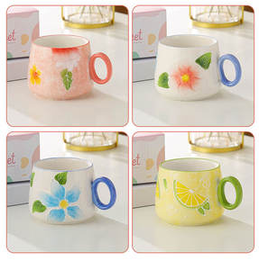 Tazza da <span class=keywords><strong>Caffè</strong></span> in Ceramica a Forma di Pianta con Piattino, Tazza Decorativa per Interni - Product Image 4