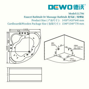 Europa Paare 2-Personen Weiß Acryl Whirlpool Dreieck Ozon Haus Massage <span class=keywords><strong>2.</strong></span> Generation Ecke Whirlpool Badewannen für den Innenbereich - Product Image 3