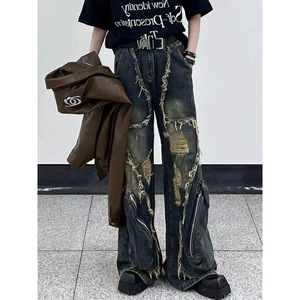 Jeans Retro Desgastados con Borlas, Bolsillos Grandes y Agujeros, Diseño Veraniego para Hombre y Mujer - Product Image 2