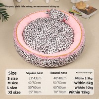 LY Lit pour animaux de compagnie à imprimé léopard de style princesse pour petits chiens et chats Lit pour chien lavable 4 saisons avec garniture en dentelle Coussin amovible