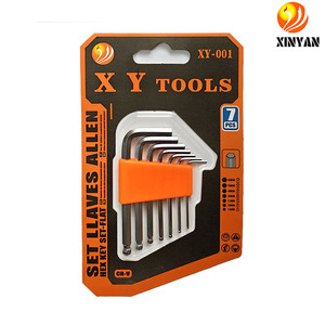 Kit de <span class=keywords><strong>7</strong></span> clés <span class=keywords><strong>Allen</strong></span> en forme de L, en acier forgé CR-V, <span class=keywords><strong>clé</strong></span> hexagonale à embout sphérique, emballage en blister à 3 couches, logo personnalisé - Product Image 2