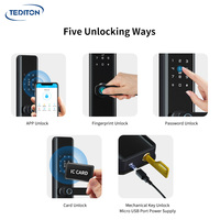 Serrure de porte numérique intelligente Tediton M1 Safety Ttlock App Tuya WiFi avec empreinte digitale, pour porte d'entrée, Wi-Fi Zigbee