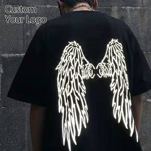 T-shirt vierge en coton pour homme, personnalisable avec logo réfléchissant imprimé, motif uni, grandes tailles, logo graphique personnalisable, OEM gratuit - Product Image 1