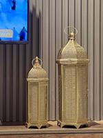 Décoration du Ramadan Espaces Sereins Living Grande lanterne à bougie ornée d'or marocaine pour les célébrations du Ramadan