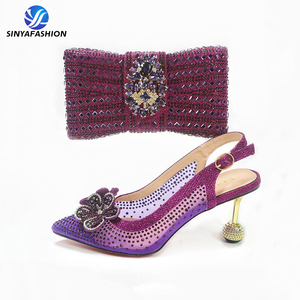Sinya <span class=keywords><strong>tacco</strong></span> alto scarpe italiane <span class=keywords><strong>con</strong></span> borsa nigeriano <span class=keywords><strong>con</strong></span> pietre scarpe di corrispondenza borsa per le donne occasione - Product Image 1