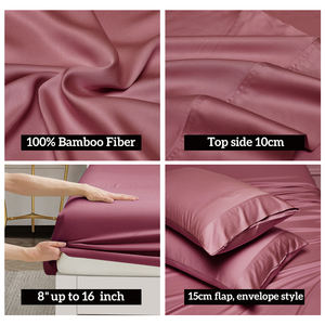 Luxury 100% Bamboo Fiber Percale <strong>Sheets</strong> 300tc Eco-Friendly Organic Hotel Grade <strong>King</strong> &amp; <strong>Super</strong> <strong>King</strong> <strong>Size</strong> Wedding Four-Piece Set - Product Image 2
