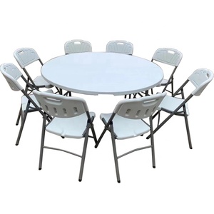 4ft 5ft 6ft portable outdoor round plastic folding table and chair for event